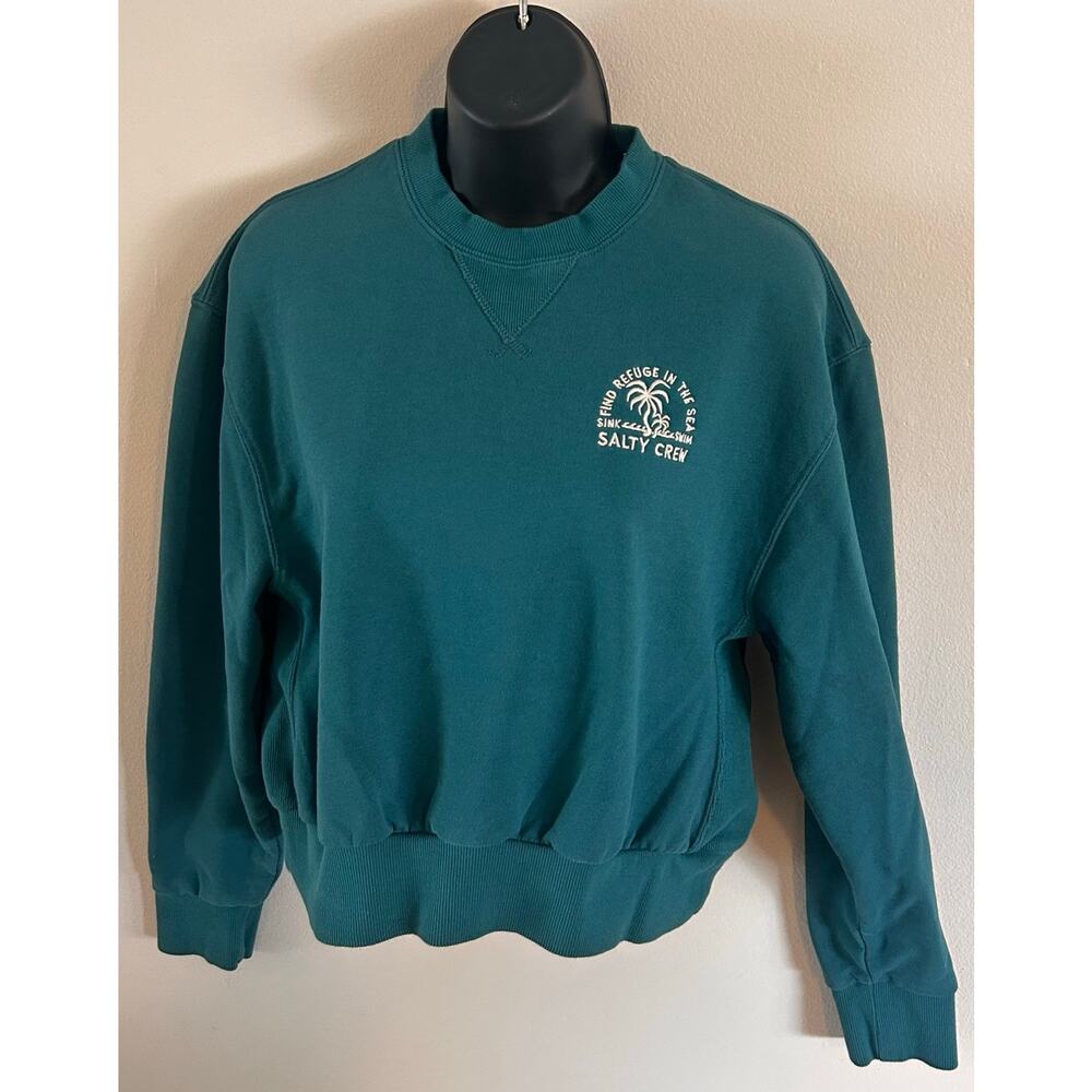 Salty Crew Sweatshirt, Crew neck Size Small Teal